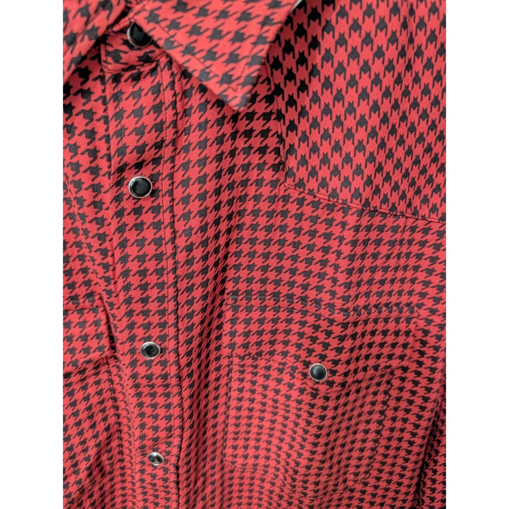 The Kooples Paris Mens Black and Red Houndstooth Shirt Snap Buttons M NWT - Picture 4 of 11